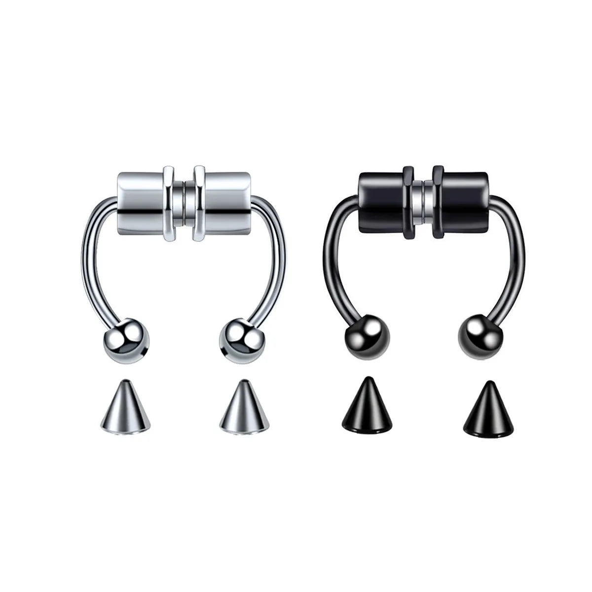 Stainless Steel Magnet Nose Ring Horseshoe Ring Nose Clip Non-pierced Nose Hoop Magnetic Nose Nail piercing nariz piercing - STEP BACK LOOK IN LLC