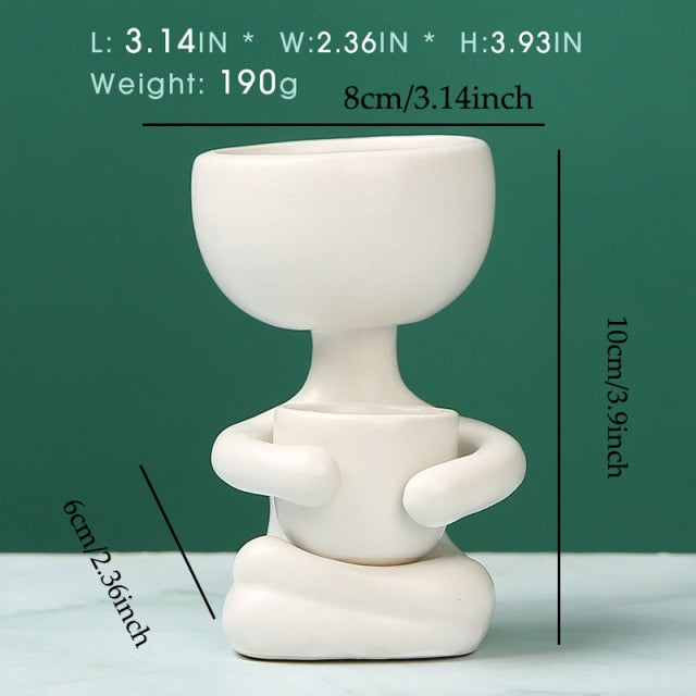 Nordic Creative Ceramics Little People Body Art Flower Pot - STEP BACK LOOK IN LLC