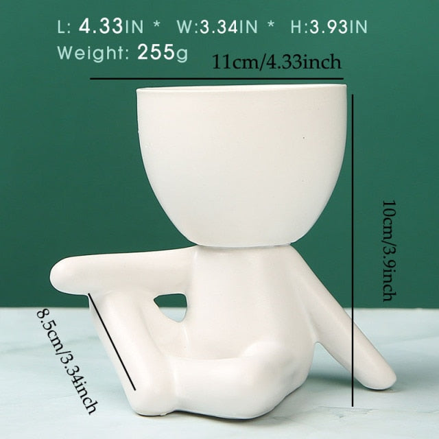 Nordic Creative Ceramics Little People Body Art Flower Pot - STEP BACK LOOK IN LLC