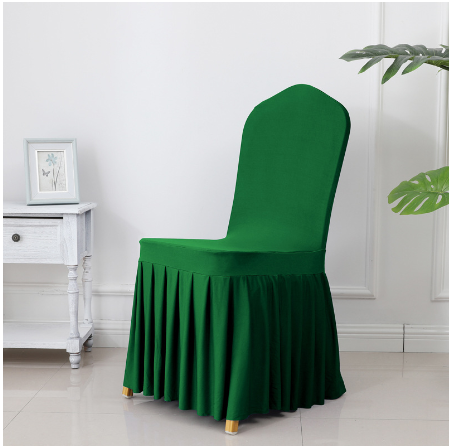 Wedding Spandex Chair Cover With Pleated Ruffled Skirt - STEP BACK LOOK IN LLC