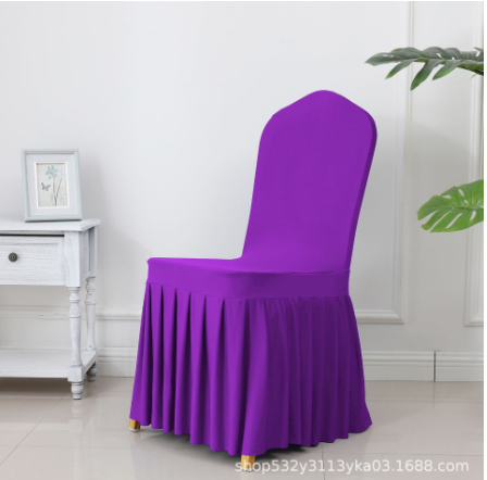 Wedding Spandex Chair Cover With Pleated Ruffled Skirt - STEP BACK LOOK IN LLC