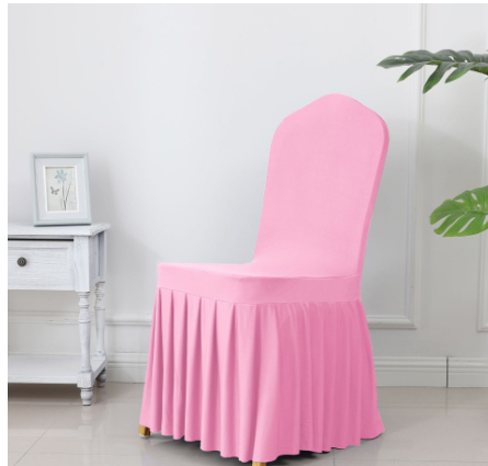 Wedding Spandex Chair Cover With Pleated Ruffled Skirt - STEP BACK LOOK IN LLC