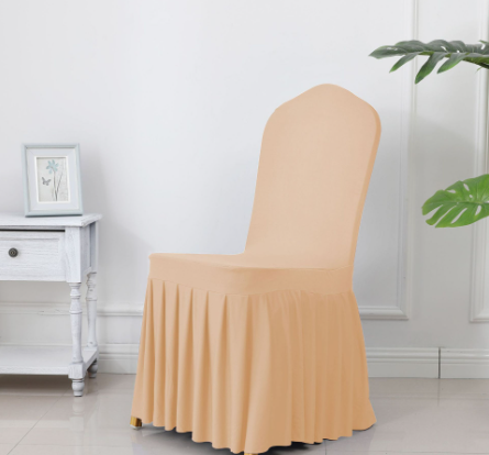 Wedding Spandex Chair Cover With Pleated Ruffled Skirt - STEP BACK LOOK IN LLC