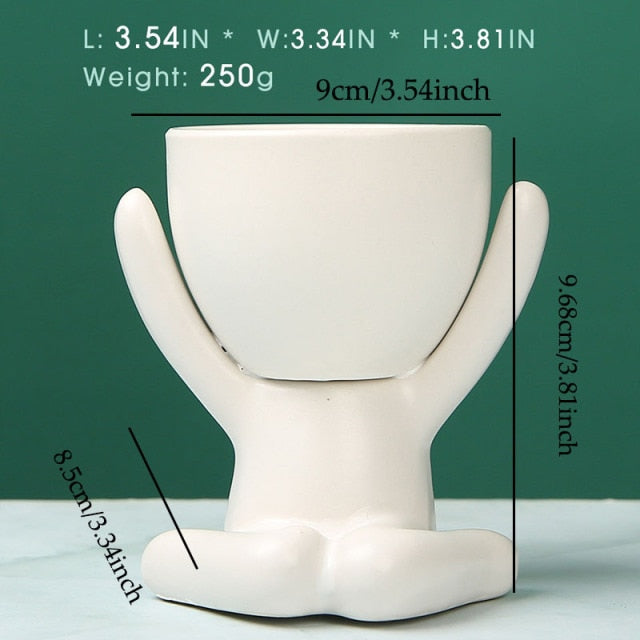 Nordic Creative Ceramics Little People Body Art Flower Pot - STEP BACK LOOK IN LLC
