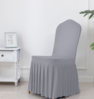 Wedding Spandex Chair Cover With Pleated Ruffled Skirt - STEP BACK LOOK IN LLC