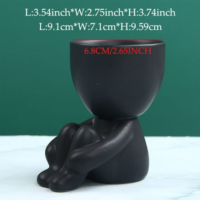 Nordic Creative Ceramics Little People Body Art Flower Pot - STEP BACK LOOK IN LLC