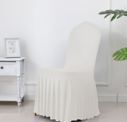 Wedding Spandex Chair Cover With Pleated Ruffled Skirt - STEP BACK LOOK IN LLC