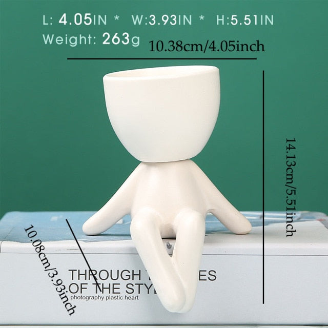 Nordic Creative Ceramics Little People Body Art Flower Pot - STEP BACK LOOK IN LLC