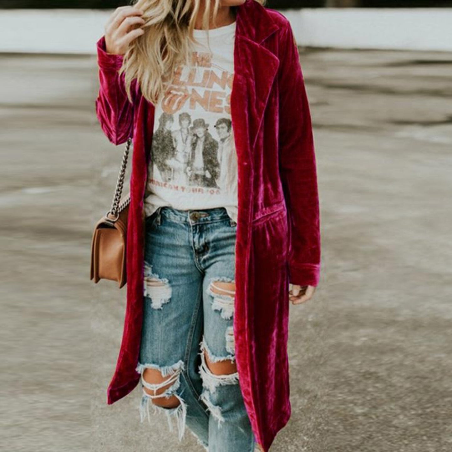 Velvet Pockets Midi Jacket - STEP BACK LOOK IN LLC