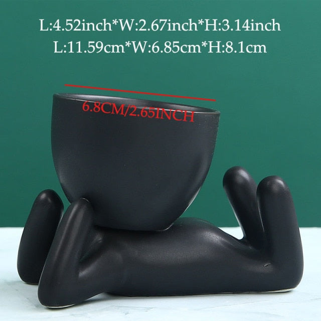 Nordic Creative Ceramics Little People Body Art Flower Pot - STEP BACK LOOK IN LLC