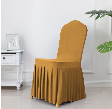 Wedding Spandex Chair Cover With Pleated Ruffled Skirt - STEP BACK LOOK IN LLC