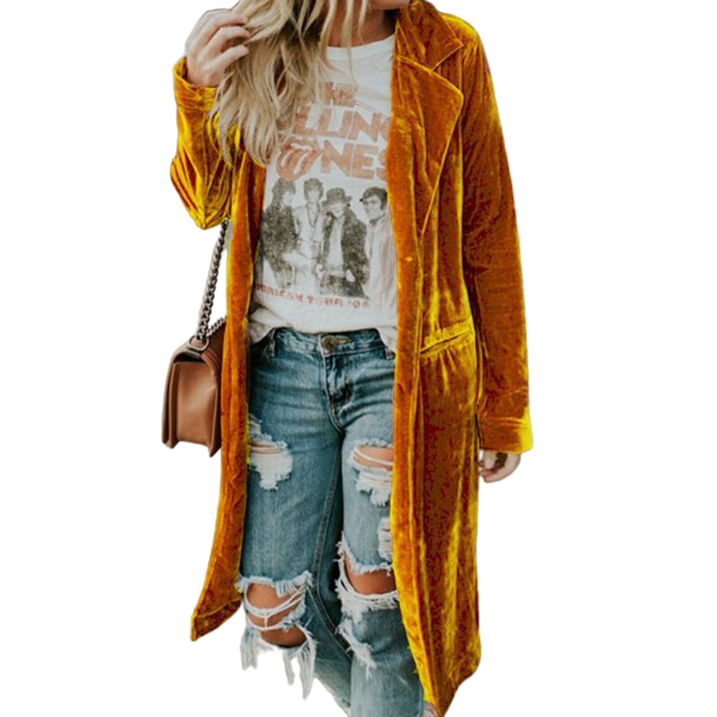 Velvet Pockets Midi Jacket - STEP BACK LOOK IN LLC