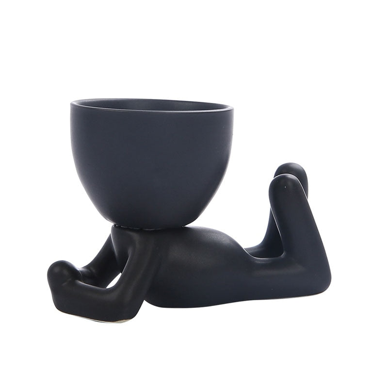 Nordic Creative Ceramics Little People Body Art Flower Pot - STEP BACK LOOK IN LLC