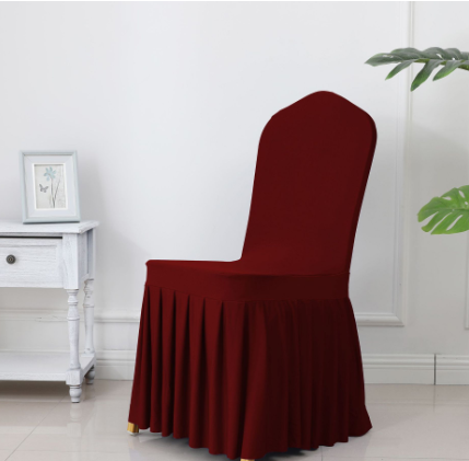 Wedding Spandex Chair Cover With Pleated Ruffled Skirt - STEP BACK LOOK IN LLC