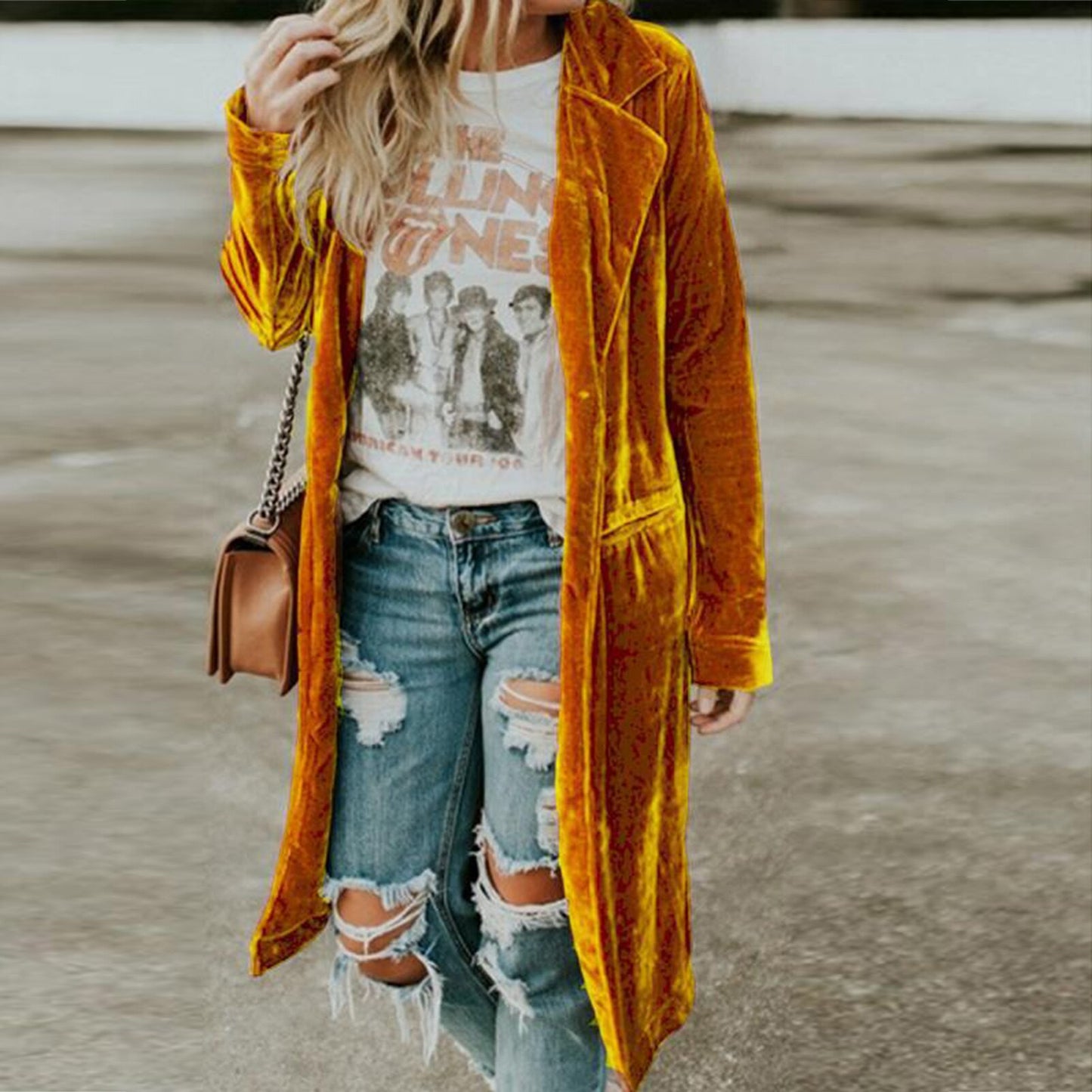 Velvet Pockets Midi Jacket - STEP BACK LOOK IN LLC