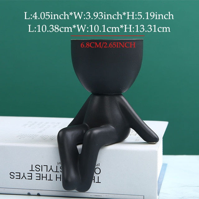 Nordic Creative Ceramics Little People Body Art Flower Pot - STEP BACK LOOK IN LLC