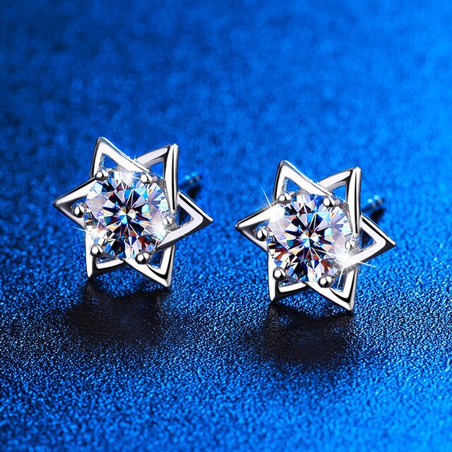 Shinny Hexagram Moissanite Stud Earrings - STEP BACK LOOK IN LLC