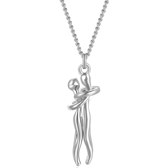 Couple Hugging Pendant Necklace - STEP BACK LOOK IN LLC