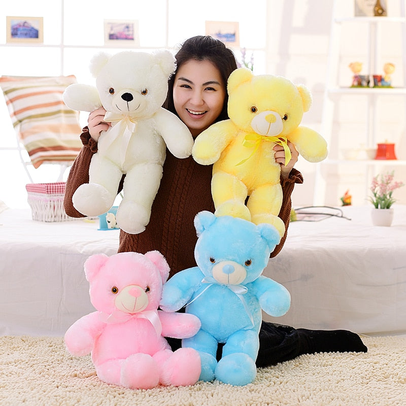 50cm Creative Light Up LED Teddy Bear Stuffed Animals Plush Toy Colorful Glowing   Christmas Gift for Kids Pillow - STEP BACK LOOK IN LLC