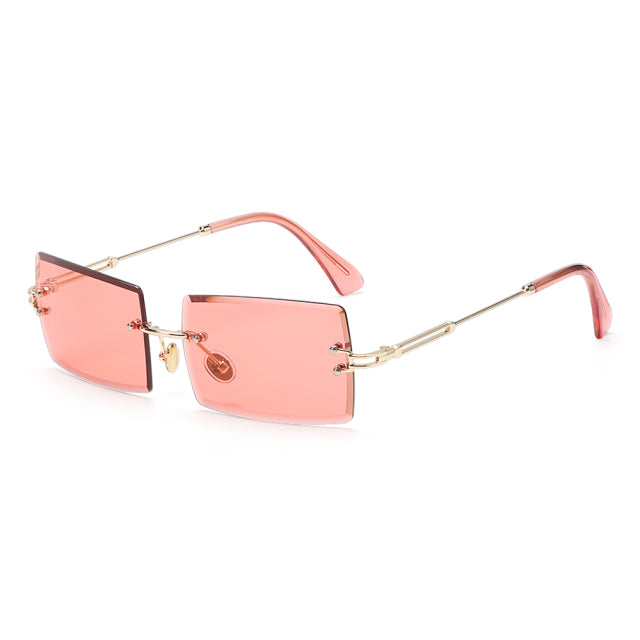 Rimless Small Rectangle Sunglasses UV400 Eyewear - STEP BACK LOOK IN LLC