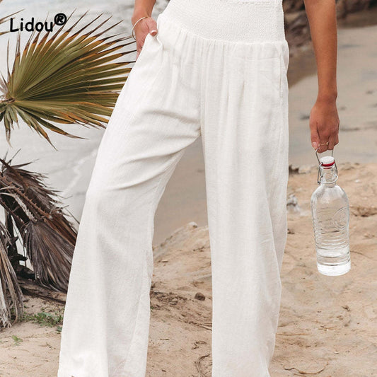 Cotton Linen Pockets Long Trousers - STEP BACK LOOK IN LLC