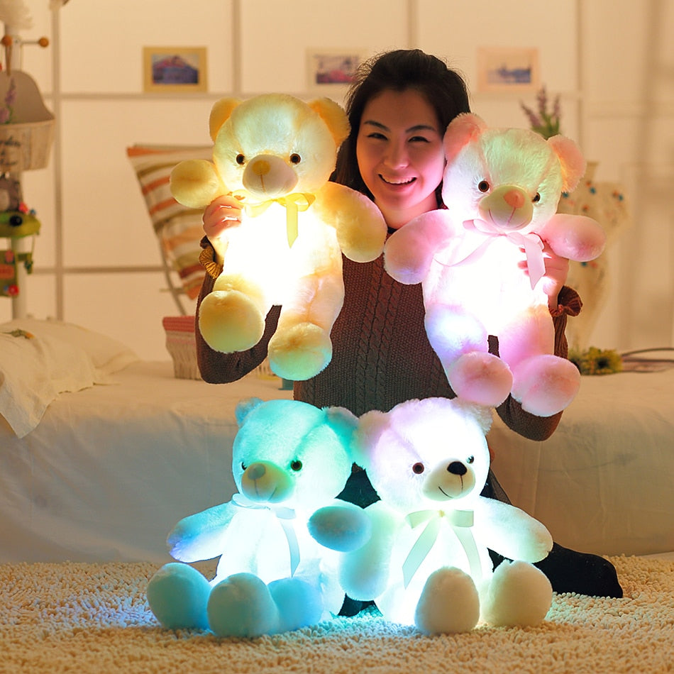 50cm Creative Light Up LED Teddy Bear Stuffed Animals Plush Toy Colorful Glowing   Christmas Gift for Kids Pillow - STEP BACK LOOK IN LLC