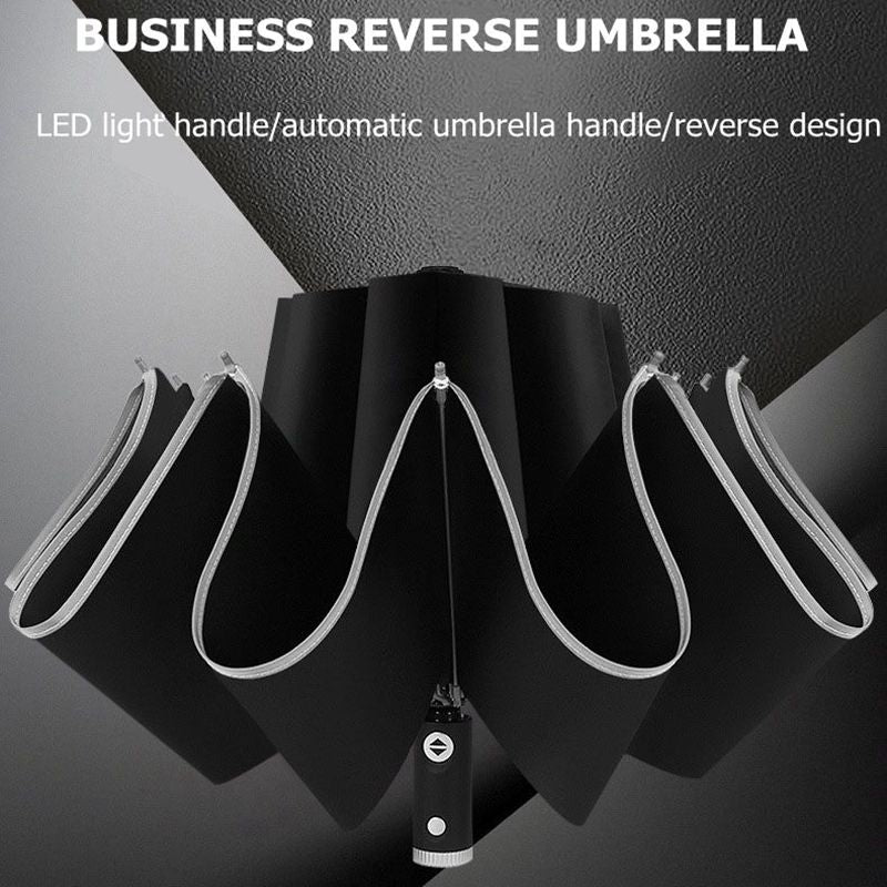 Automatic Umbrella With Reflective Stripe Reverse Led Light - STEP BACK LOOK IN LLC