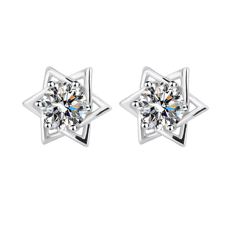 Shinny Hexagram Moissanite Stud Earrings - STEP BACK LOOK IN LLC