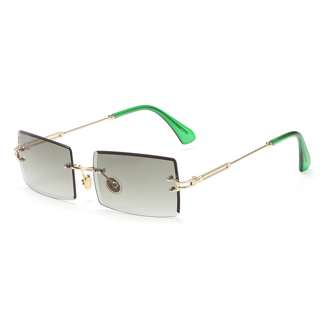 Rimless Small Rectangle Sunglasses UV400 Eyewear - STEP BACK LOOK IN LLC