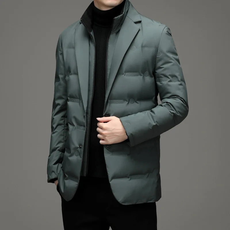 Men's Winter Fake Two-piece Warm Blazer - STEP BACK LOOK IN LLC