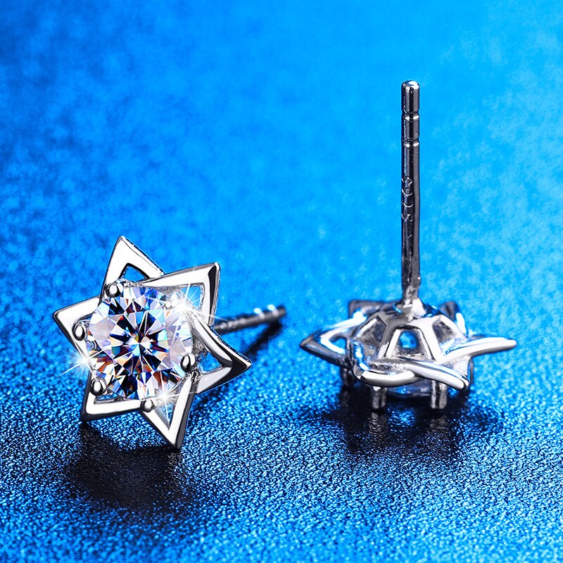 Shinny Hexagram Moissanite Stud Earrings - STEP BACK LOOK IN LLC