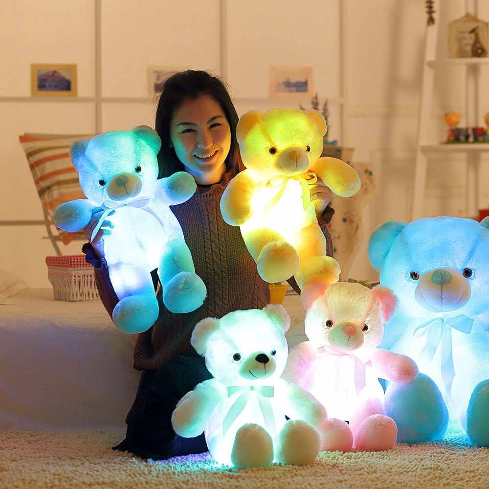 50cm Creative Light Up LED Teddy Bear Stuffed Animals Plush Toy Colorful Glowing   Christmas Gift for Kids Pillow - STEP BACK LOOK IN LLC