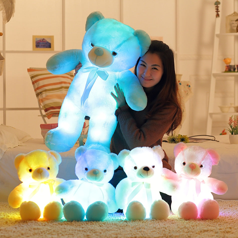 50cm Creative Light Up LED Teddy Bear Stuffed Animals Plush Toy Colorful Glowing   Christmas Gift for Kids Pillow - STEP BACK LOOK IN LLC