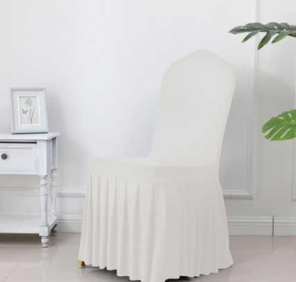 Wedding Spandex Chair Cover With  Pleated Ruffled  Skirt - STEP BACK LOOK IN LLC