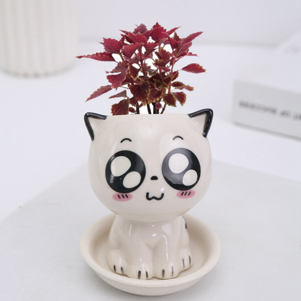 Mini Cat Shaped Cartoon Ceramic Flowerpot - STEP BACK LOOK IN LLC