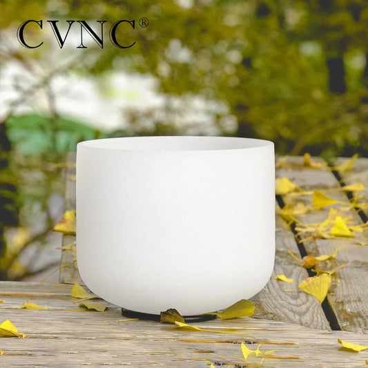 CVNC 8 Inch White Frosted Quartz Crystal Singing Bowl for Sound Healing Meditation Yoga with Free Mallet - STEP BACK LOOK IN LLC