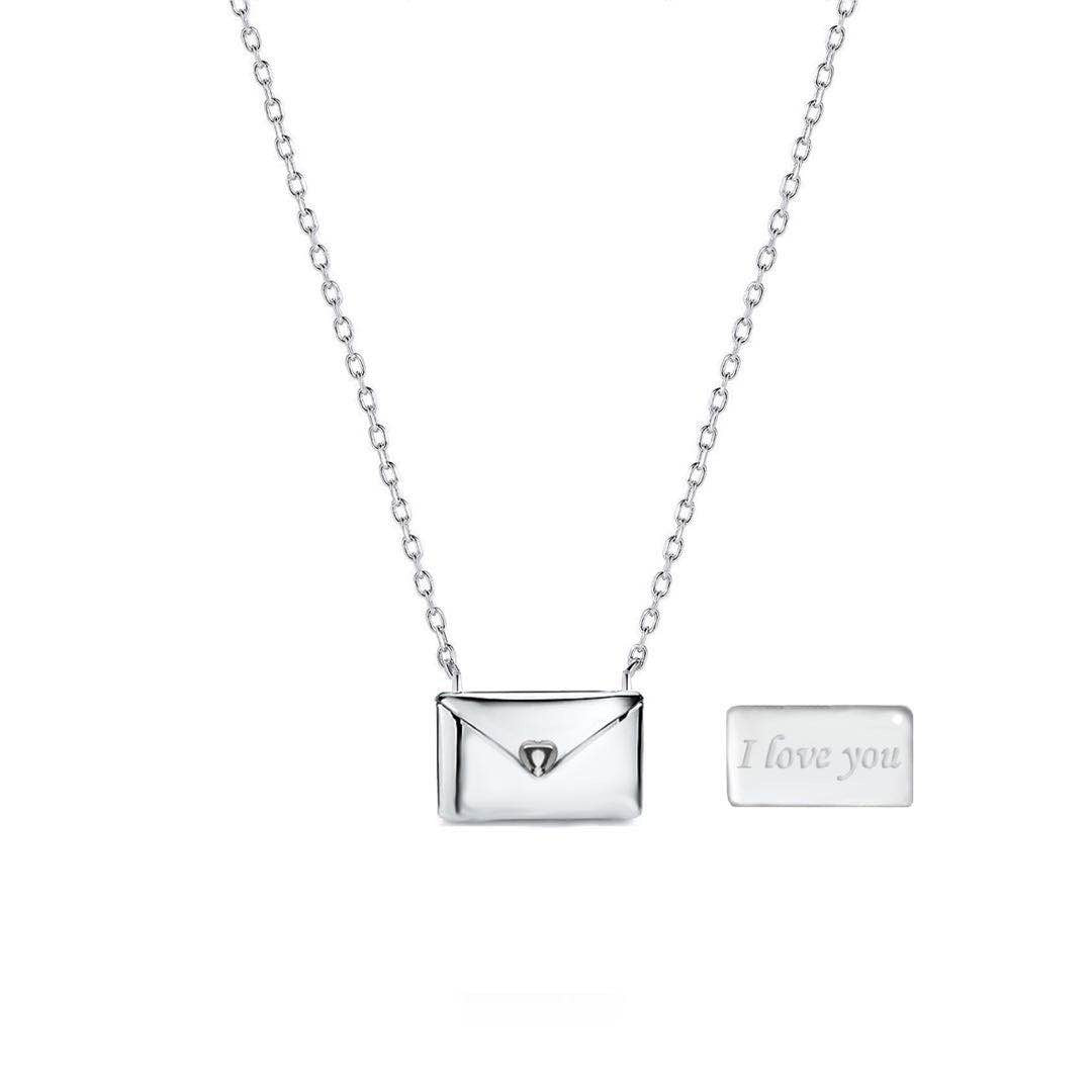 New Trendy Envelop Love Letter Silver Necklace - STEP BACK LOOK IN LLC