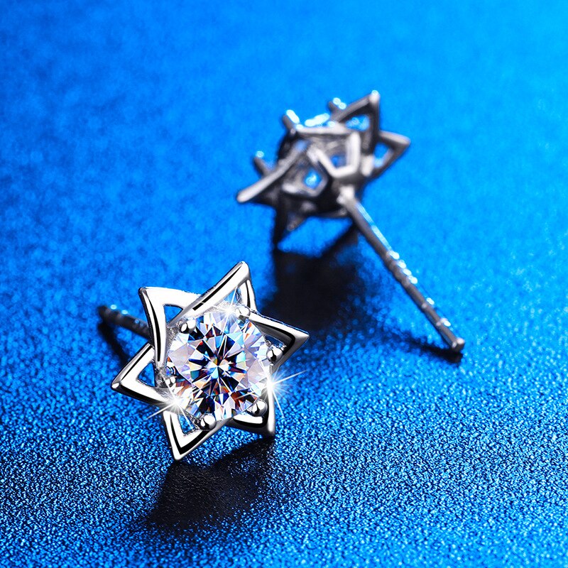 Shinny Hexagram Moissanite Stud Earrings - STEP BACK LOOK IN LLC